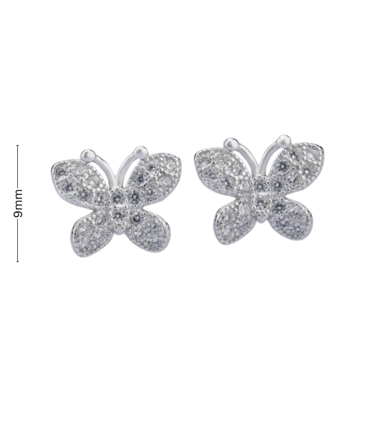 Sterling silver earrings with zircons "butterfly"