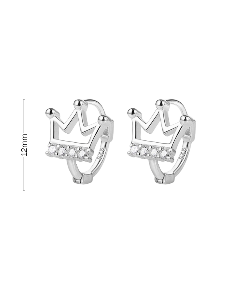 Sterling silver earrings with zircons "crown"