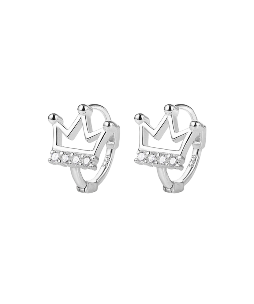 Sterling silver earrings with zircons "crown"