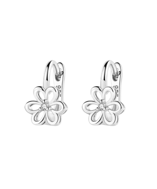 Sterling silver earrings with zircons "flowers"