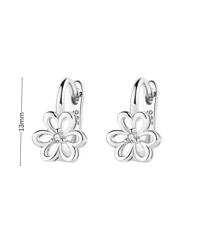 Sterling silver earrings with zircons "flowers"