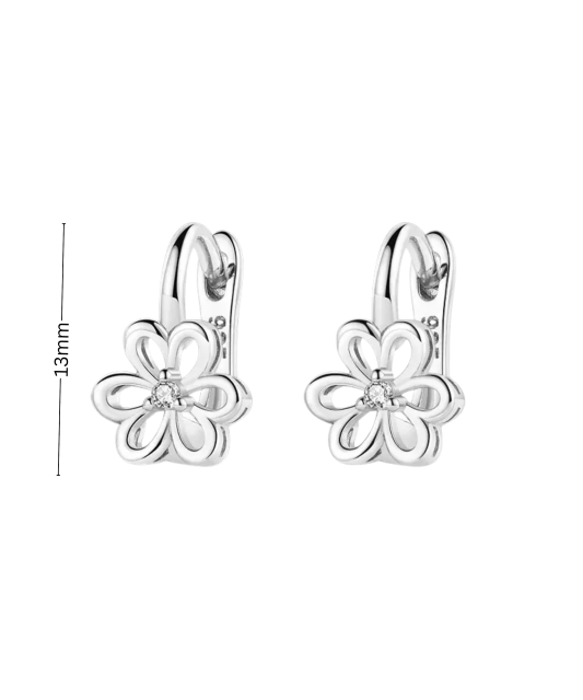 Sterling silver earrings with zircons "flowers"