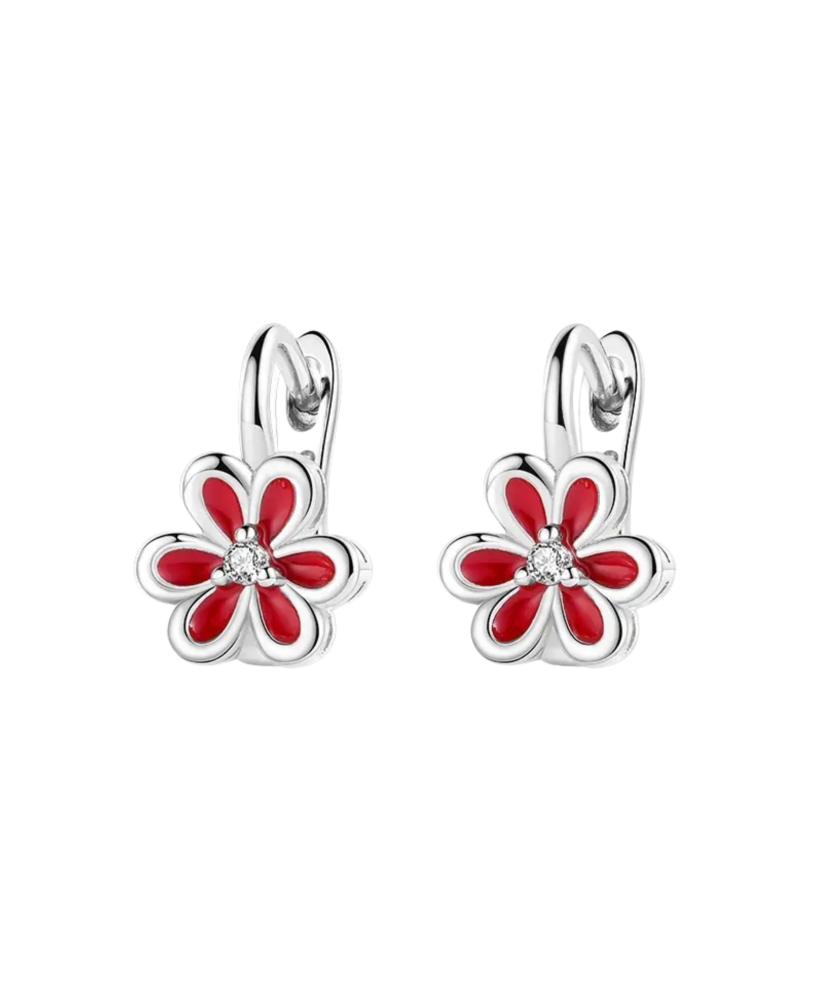 Sterling silver earrings with zircons "flowers"