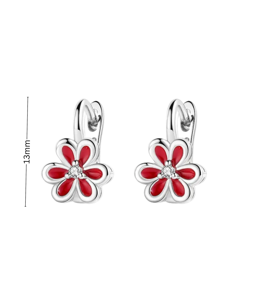 Sterling silver earrings with zircons "flowers"