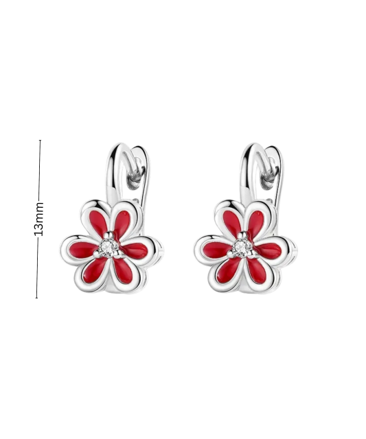 Sterling silver earrings with zircons "flowers"