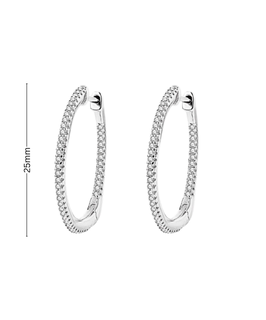 Sterling silver earrings with zircons 25mm