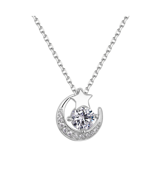 Hopeinen ketju zirkoniriipuksella