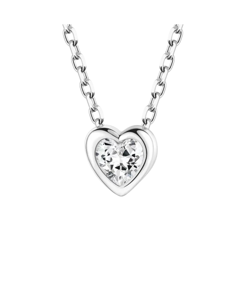 Sterling silver chain with zirconium pendant "heart"