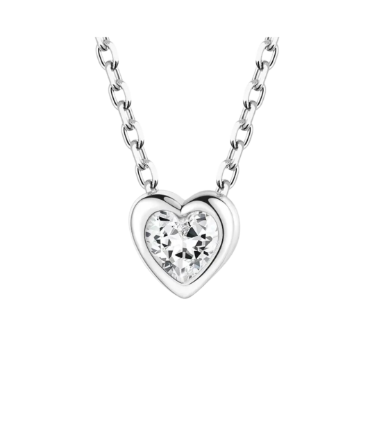 Sterling silver chain with zirconium pendant "heart"