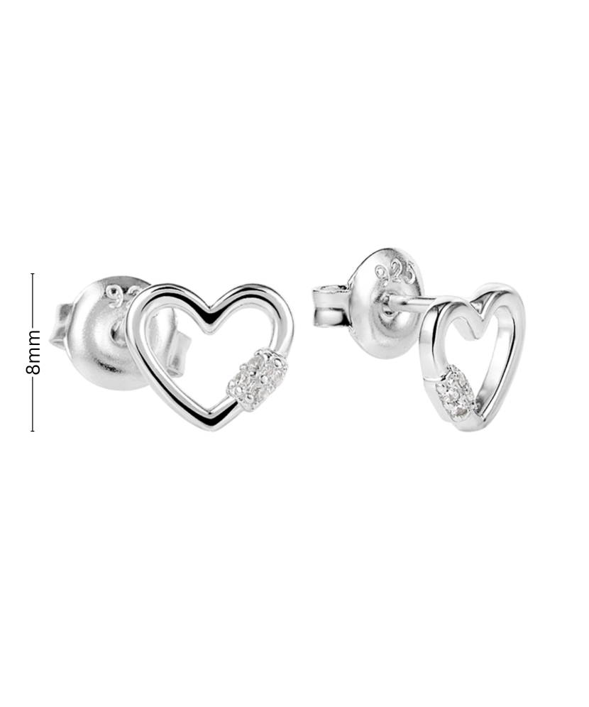 Sterling silver earrings with zircons "Heart"
