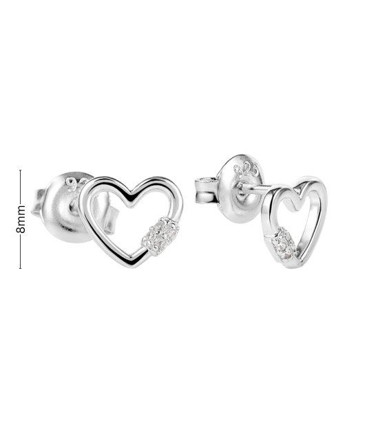 Sterling silver earrings with zircons "Heart"