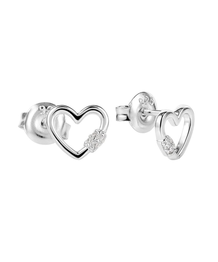 Sterling silver earrings with zircons "Heart"