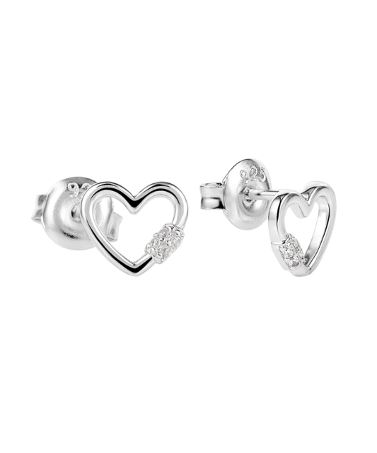 Sterling silver earrings with zircons "Heart"