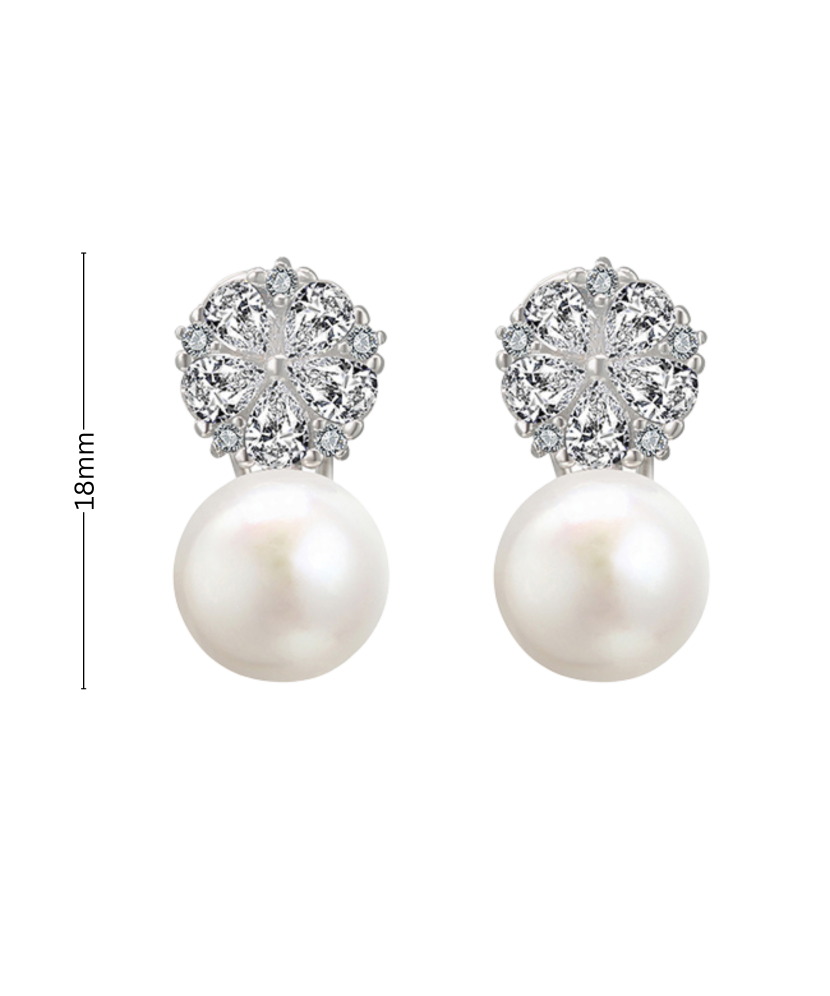 Sterling silver earrings with pearls and zircons