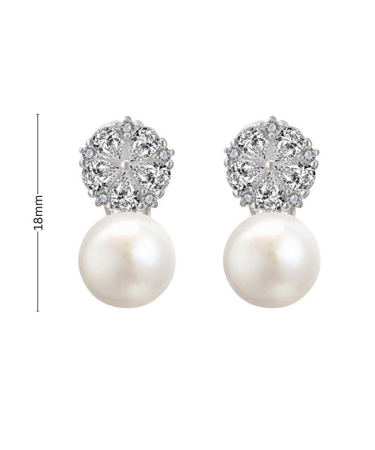 Hopeiset korvakorut helmillä ja zirkonia