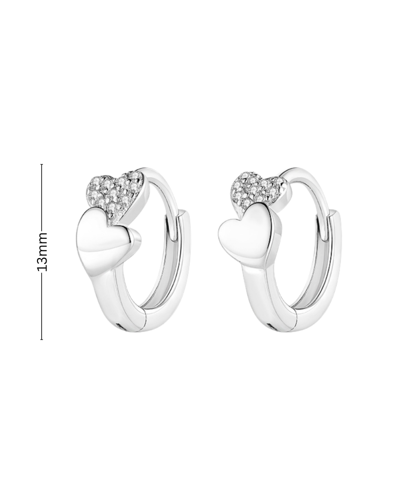 Sterling silver earrings with zircons "Heart"