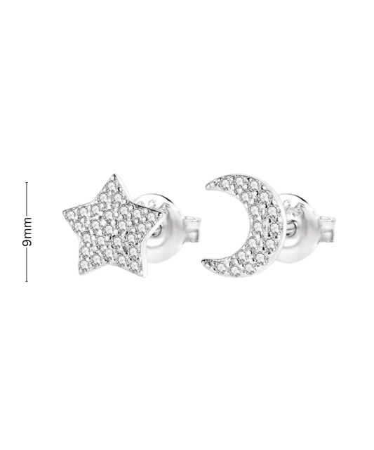 Sterling silver earrings with zircons "star ir moon"