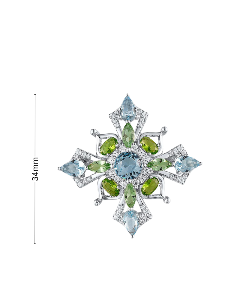 Sterling silver  brooch with zircons