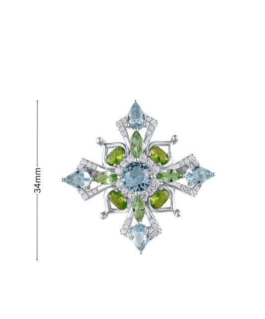 Sterling silver  brooch with zircons