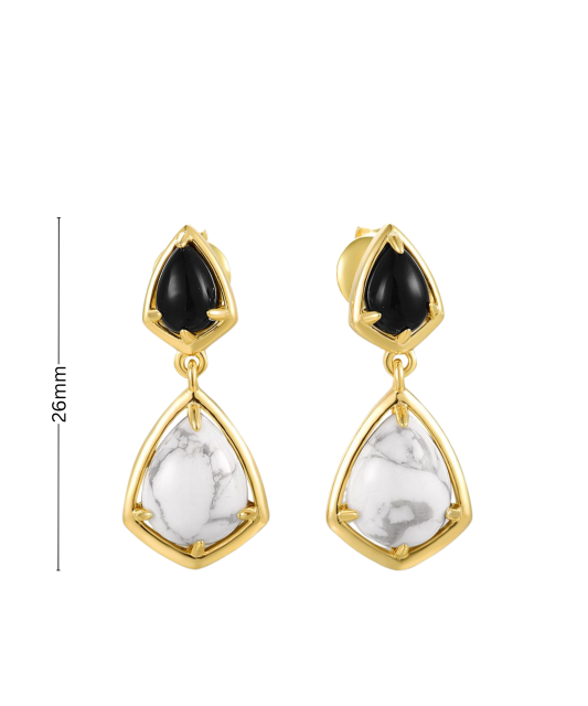 Gilded sterling silver earrings with zircons and agate