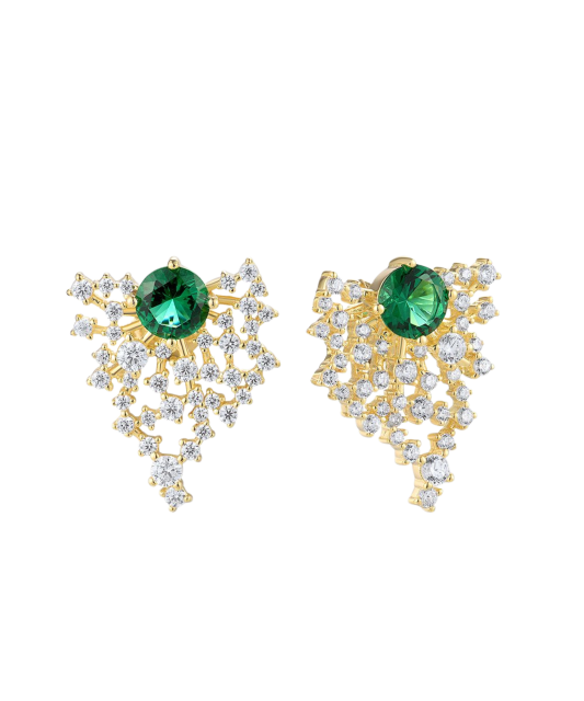 Gilded sterling silver earrings with zircons