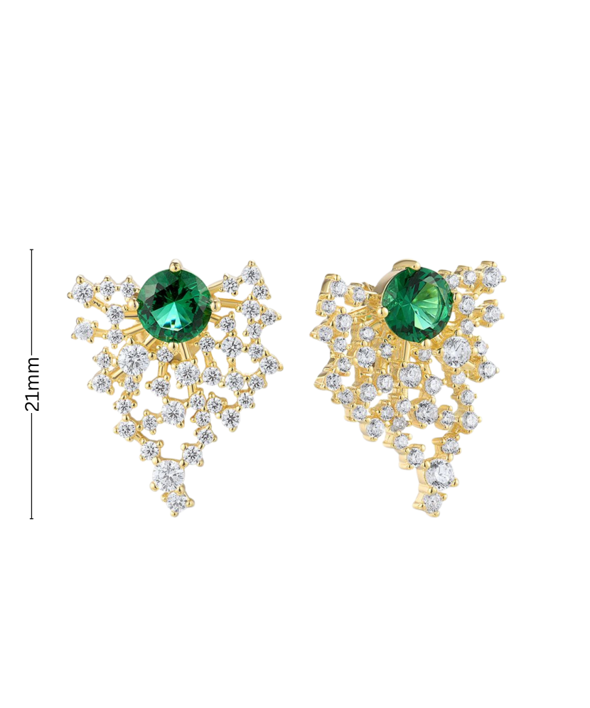 Gilded sterling silver earrings with zircons