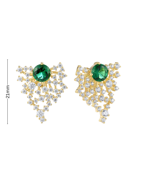 Gilded sterling silver earrings with zircons