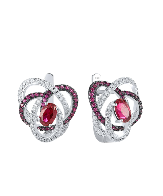 Sterling Silver earrings with nano rubies and zircons