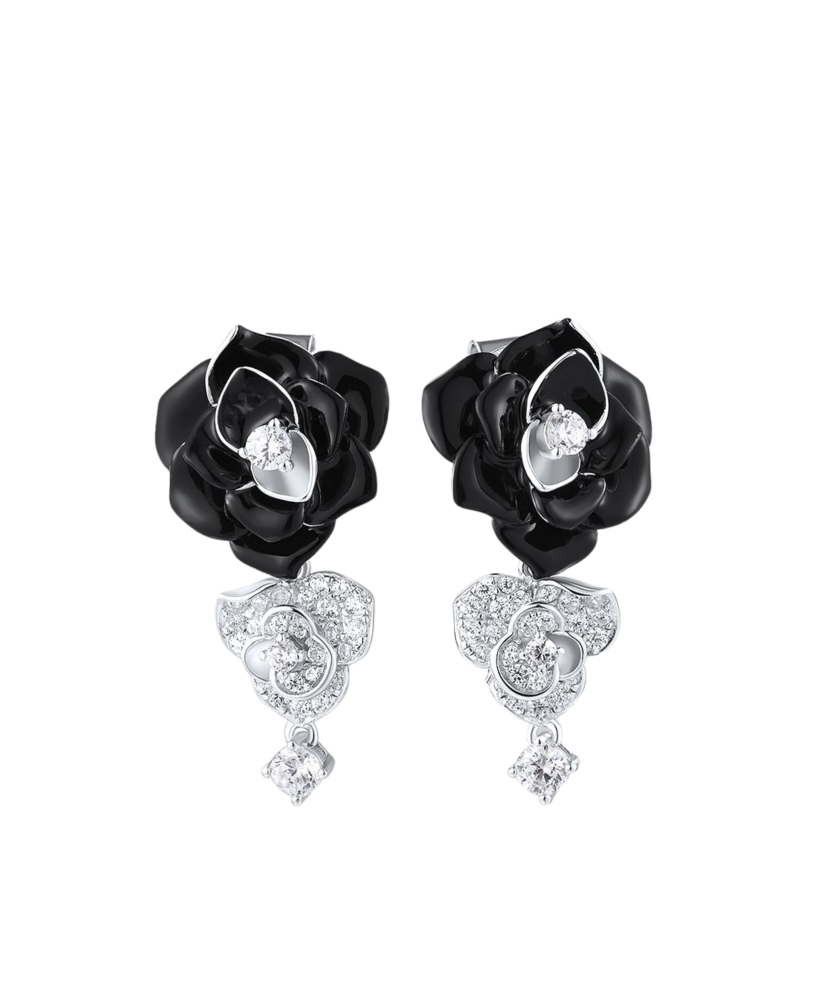 Hopeiset korvakorut emalilla ja zirkoneilla