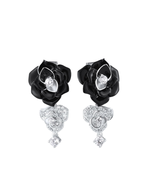 Sterling silver earrings with enamel and zircons