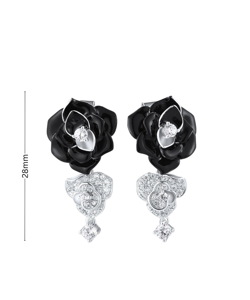 Sterling silver earrings with enamel and zircons