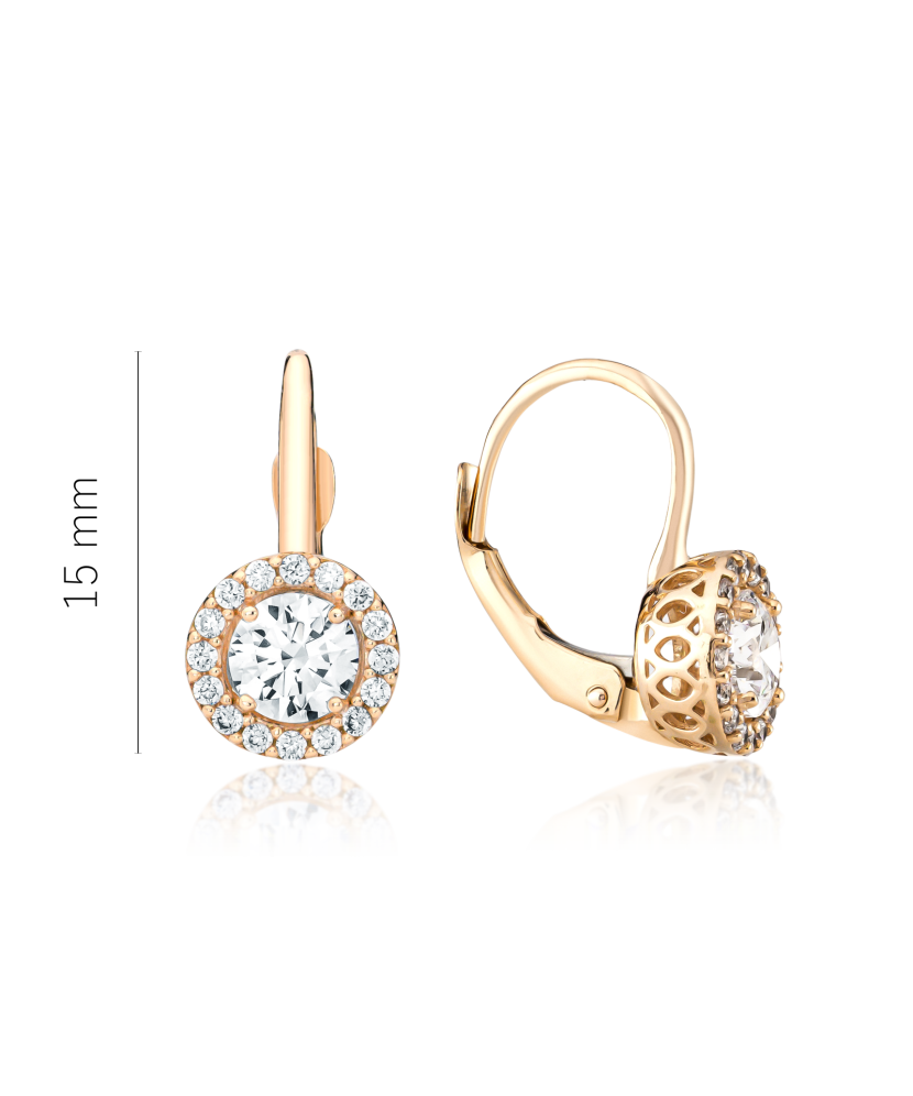 Gold earrings with zircons