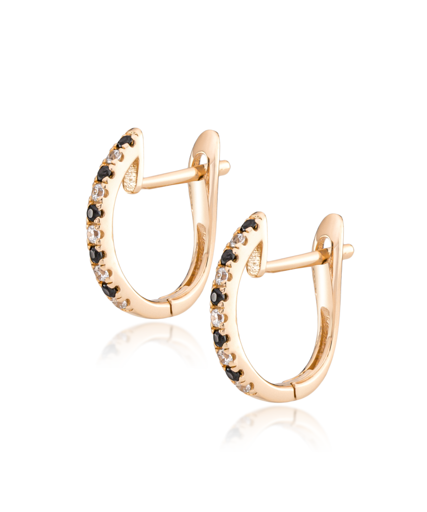 Gold earrings with zircons