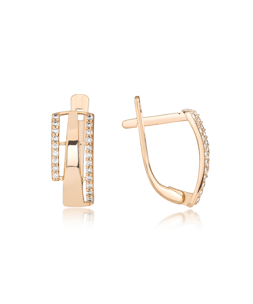 Gold earrings with zircons