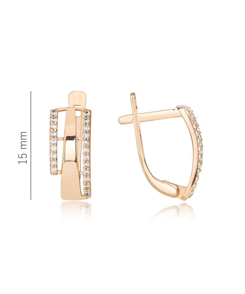Gold earrings with zircons