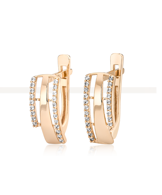Gold earrings with zircons