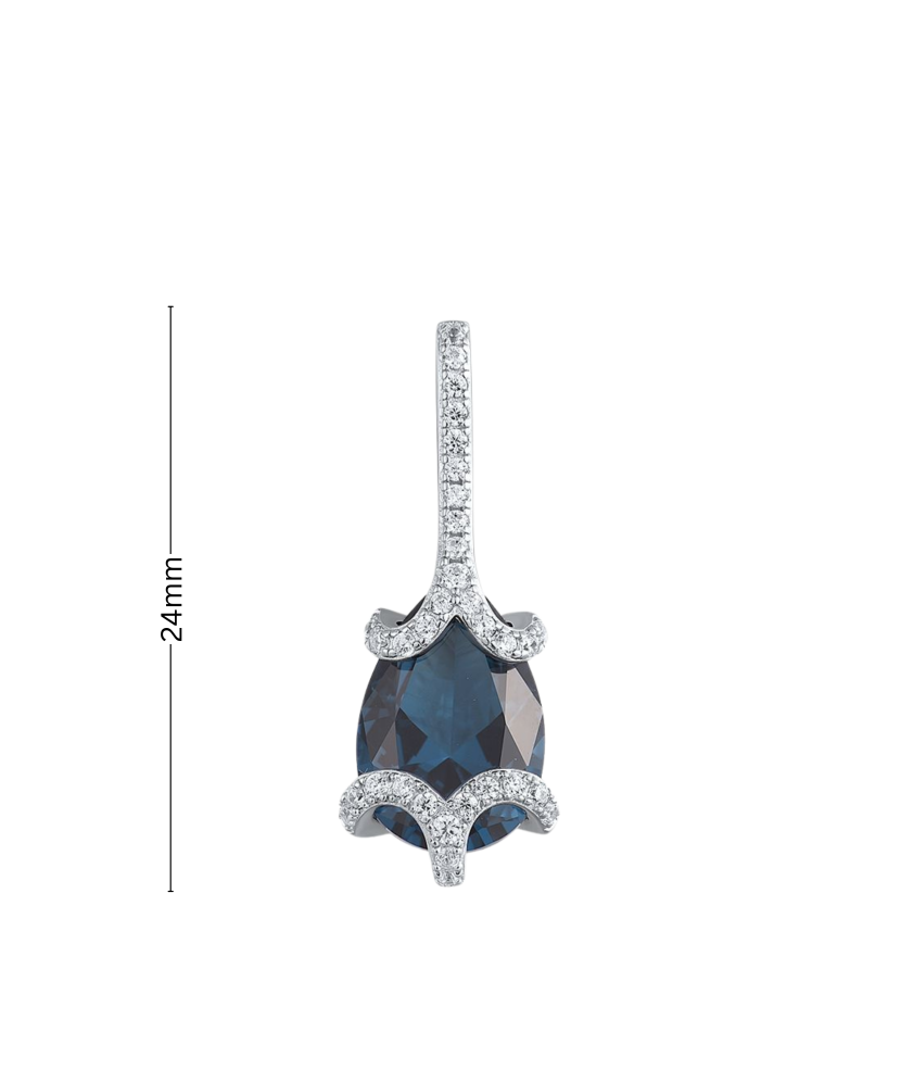 Sterling Silver pendant with nano sapphire and zircons