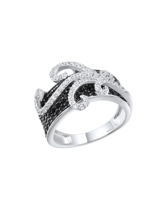 Sterling silver ring with zircons and spinels