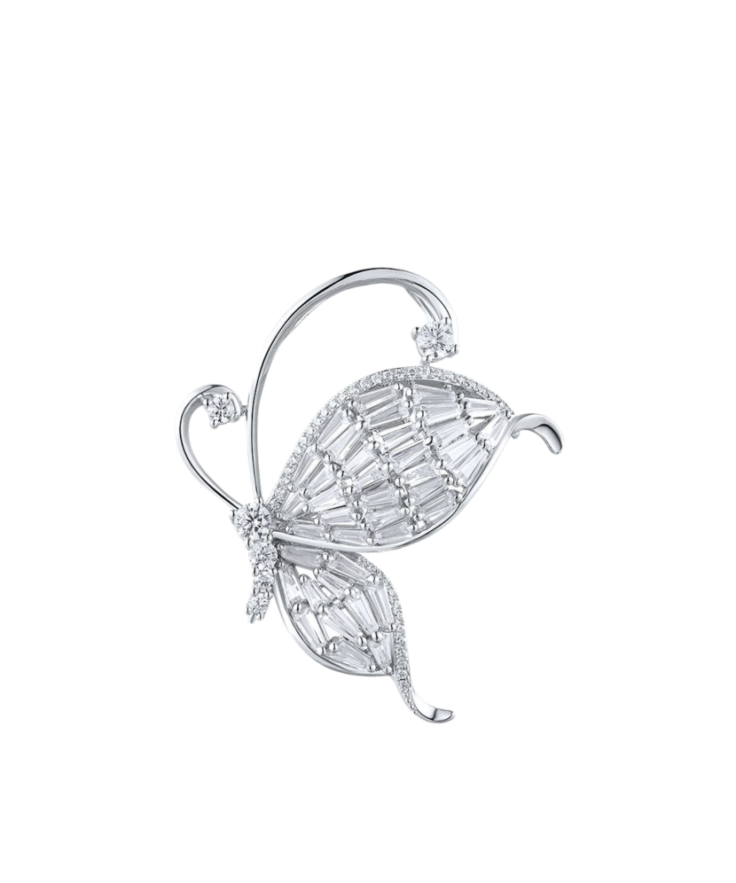 Sterling silver  brooch with zircons "butterfly"