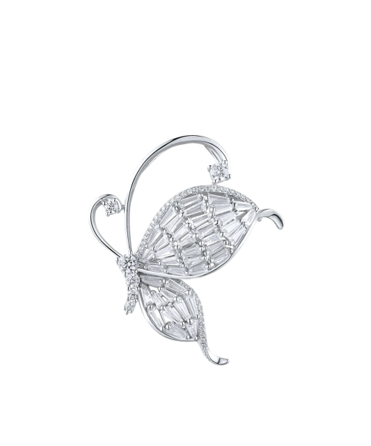 Sterling silver  brooch with zircons "butterfly"