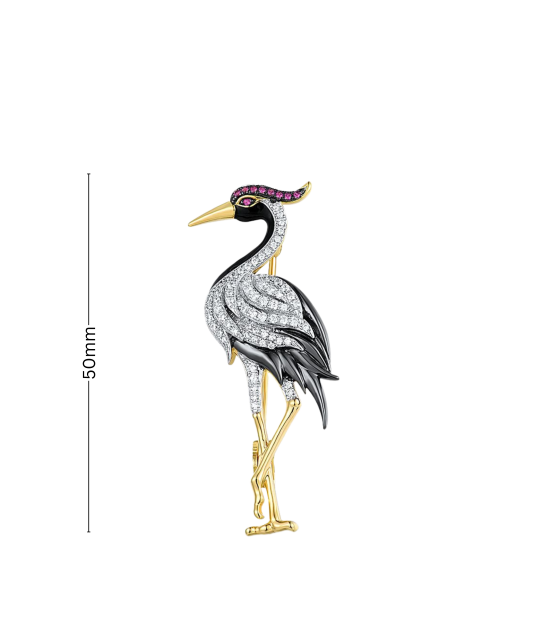 Glided  sterling Silver brooch with zircons