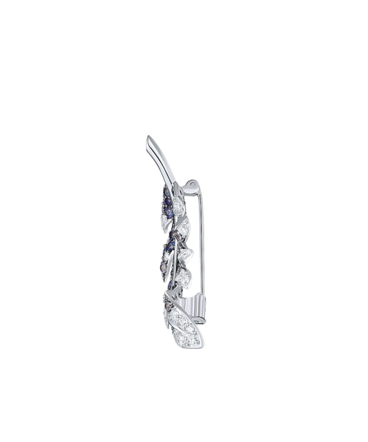 Sterling Silver brooch with nano sapphires and zircons