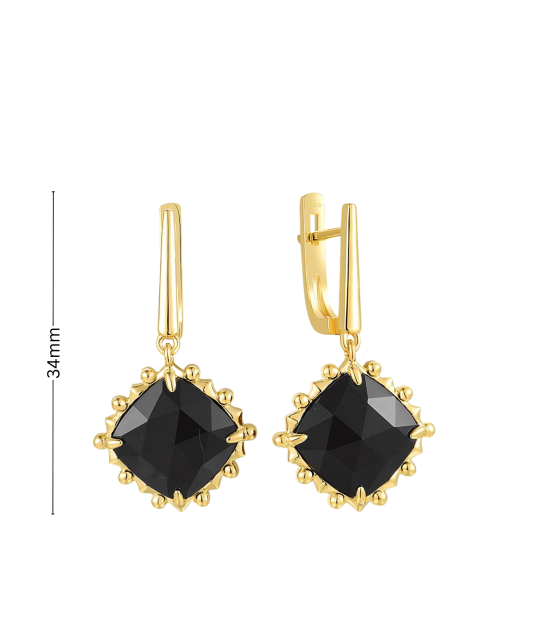 Gilded sterling silver earrings with agate