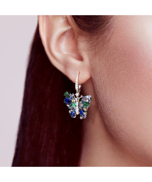 Hopeiset korvakorut zirkoneilla "Perhonen"