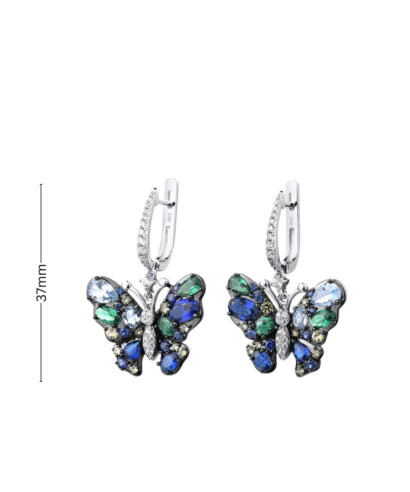 Sterling silver earrings with zircons "butterfly"