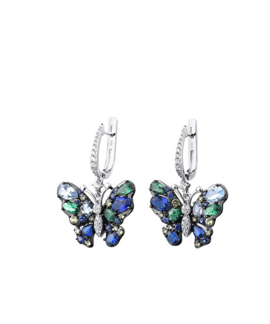 Sterling silver earrings with zircons "butterfly"