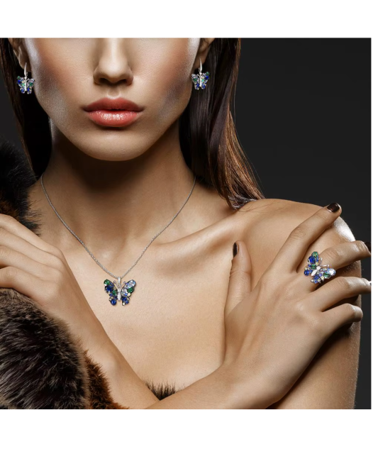 Sterling silver earrings with zircons "butterfly"