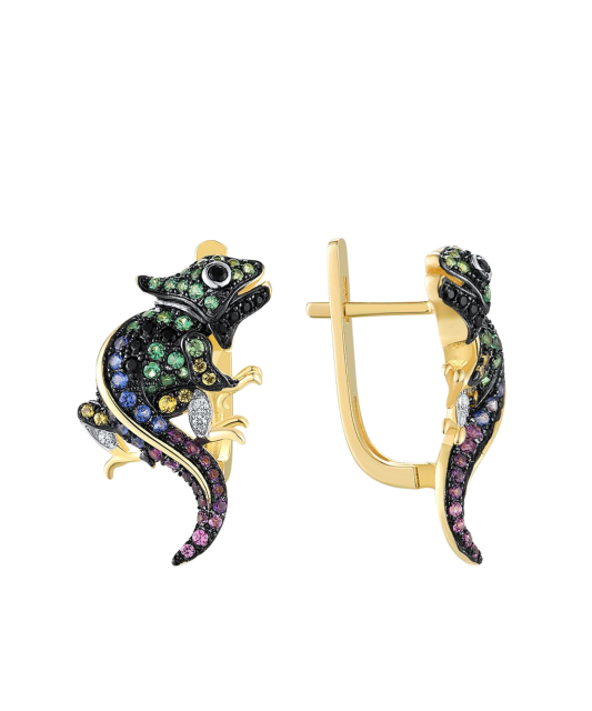 Gilded sterling silver earrings with zircons