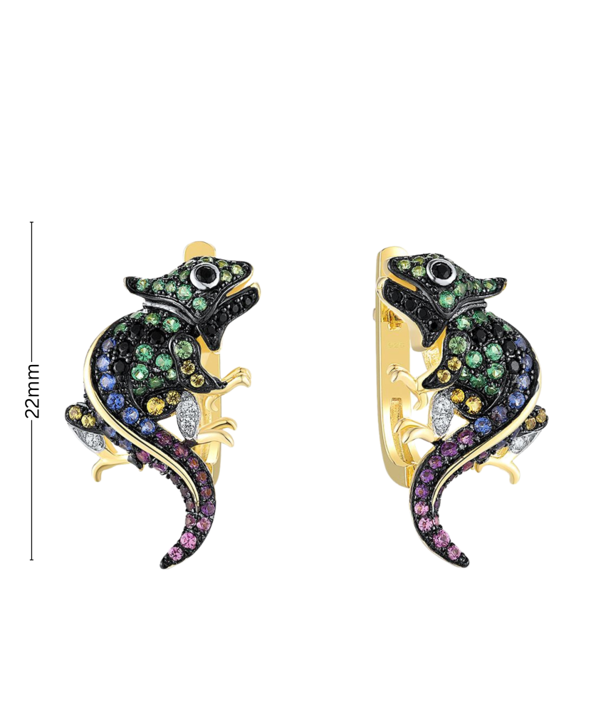 Gilded sterling silver earrings with zircons