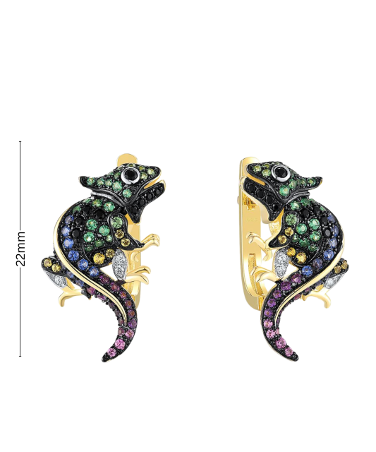 Gilded sterling silver earrings with zircons